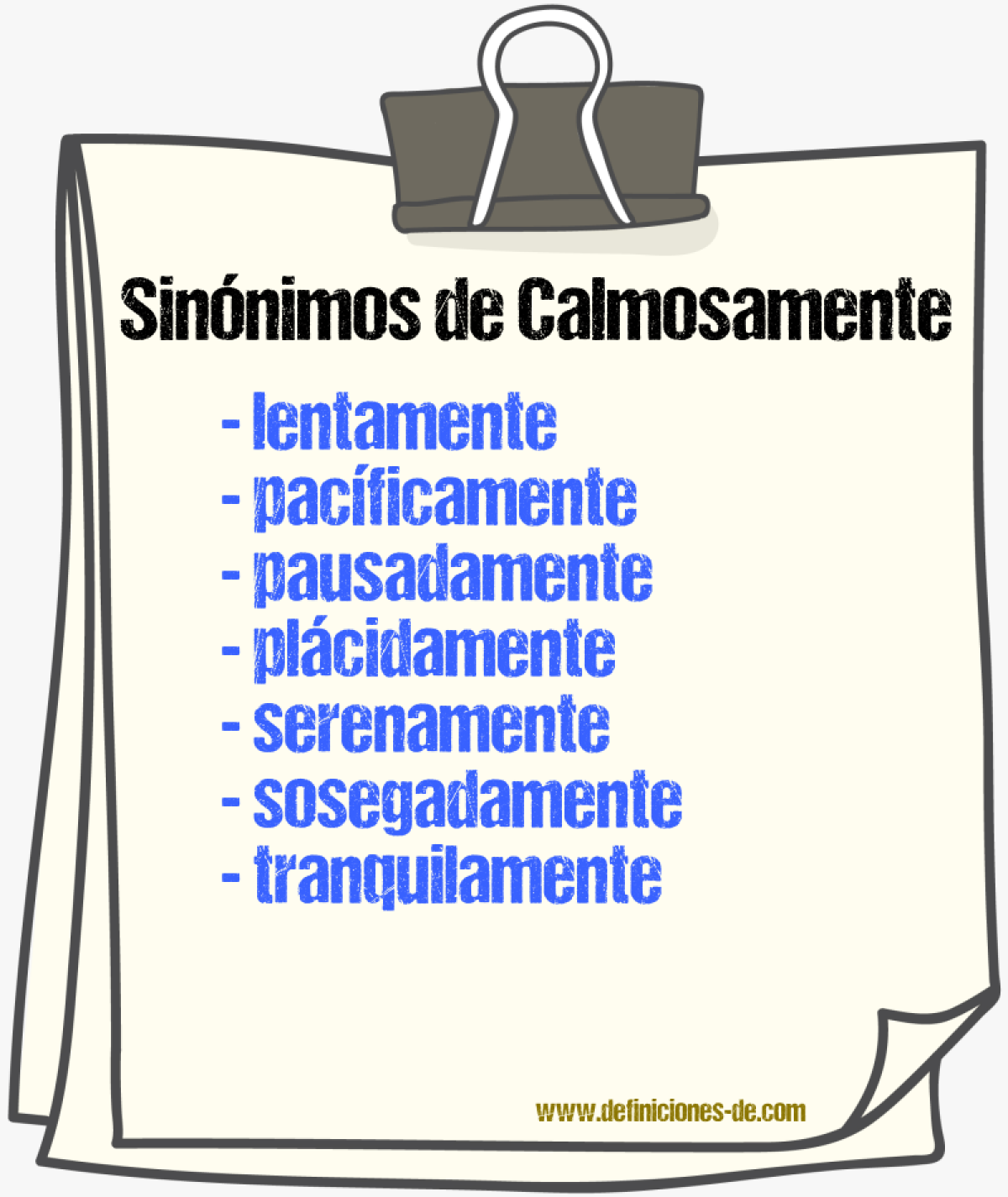 Sinnimos de calmosamente