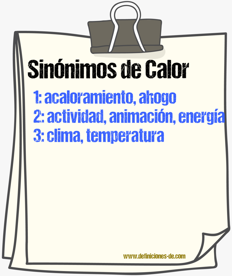 Sinnimos de calor