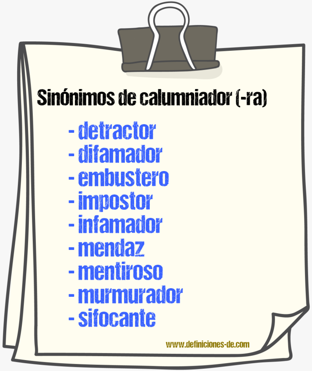 Sinnimos de calumniador