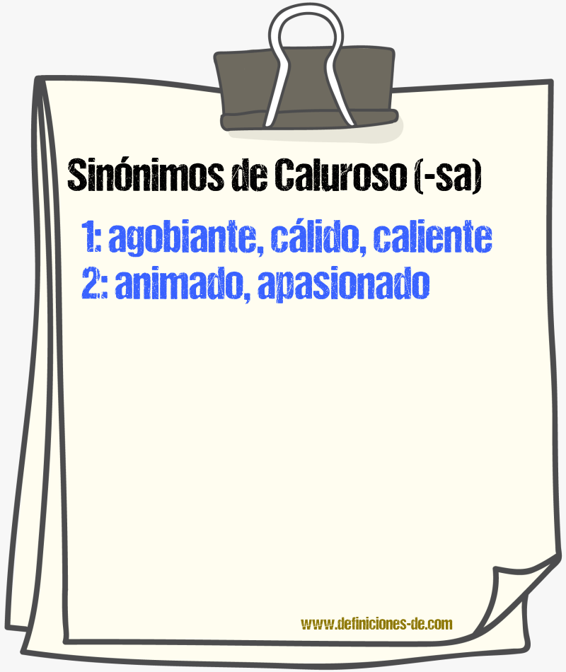 Sinnimos de caluroso