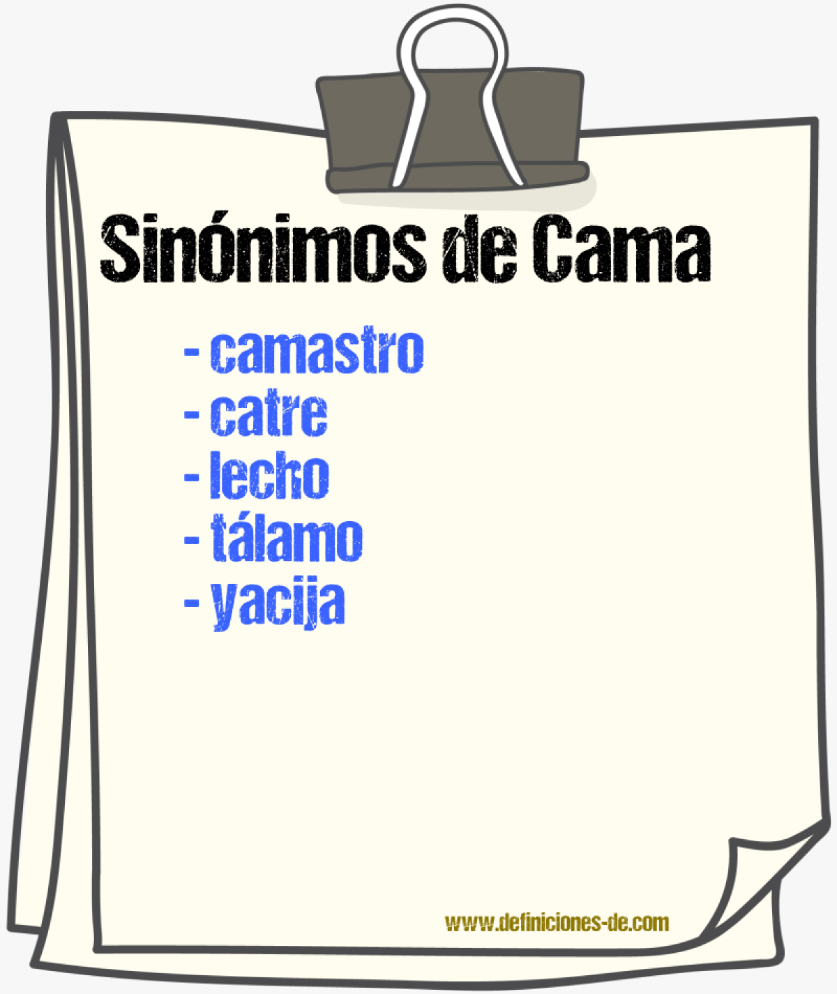 Sinnimos de cama