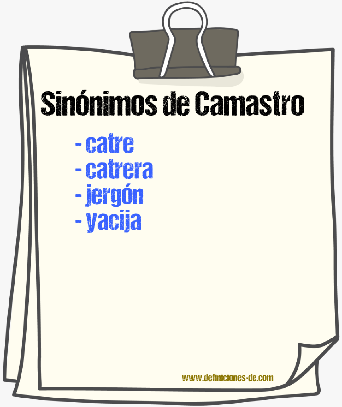 Sinnimos de camastro