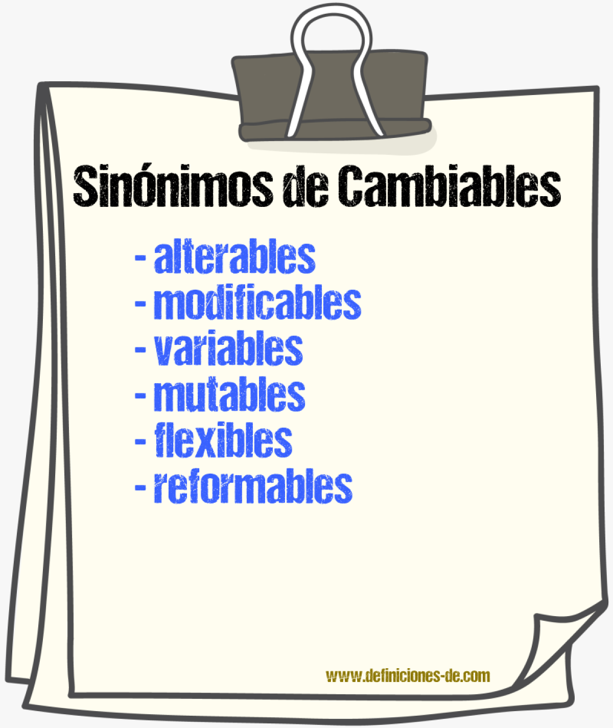 Sinónimos de cambiables