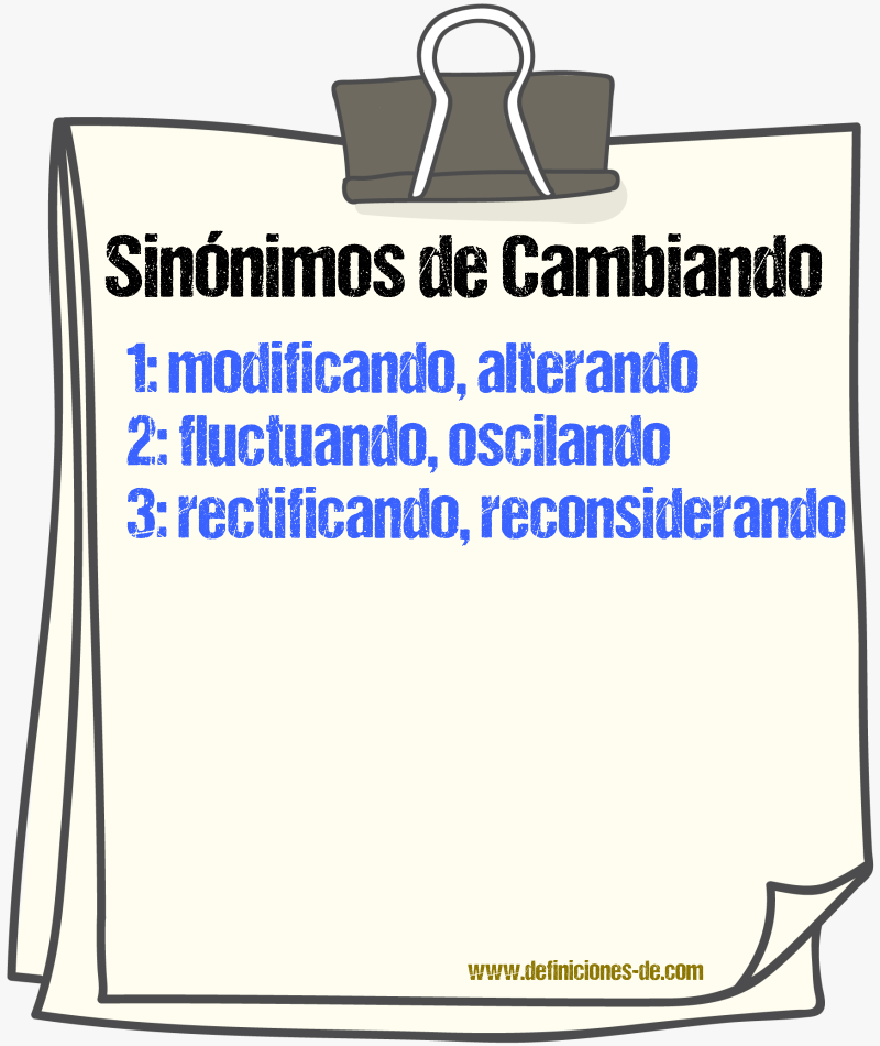 Sinónimos de cambiando