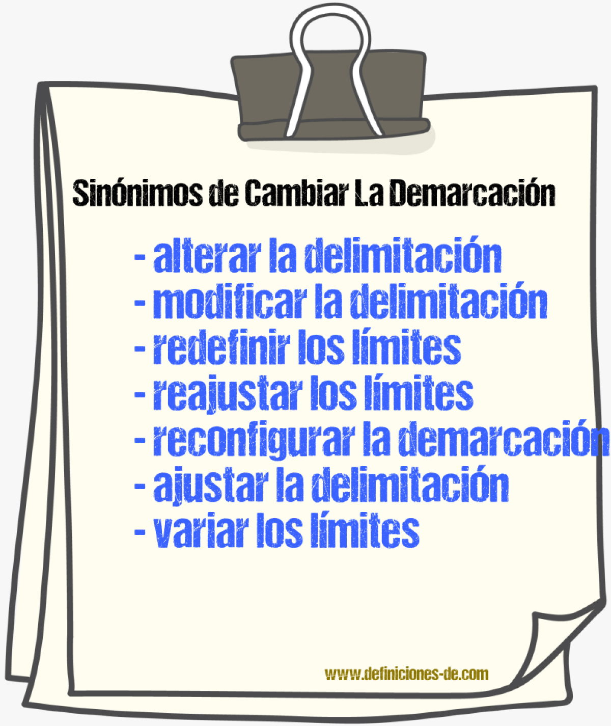 Sinónimos de cambiar la demarcación