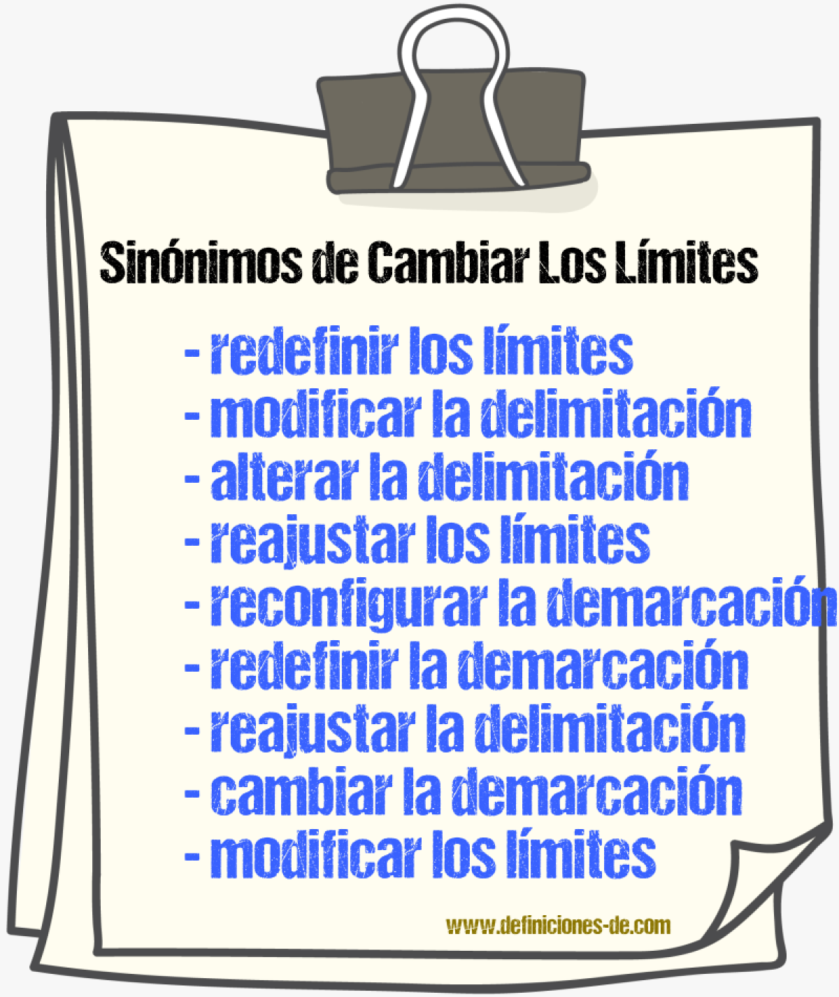 Sinónimos de cambiar los límites