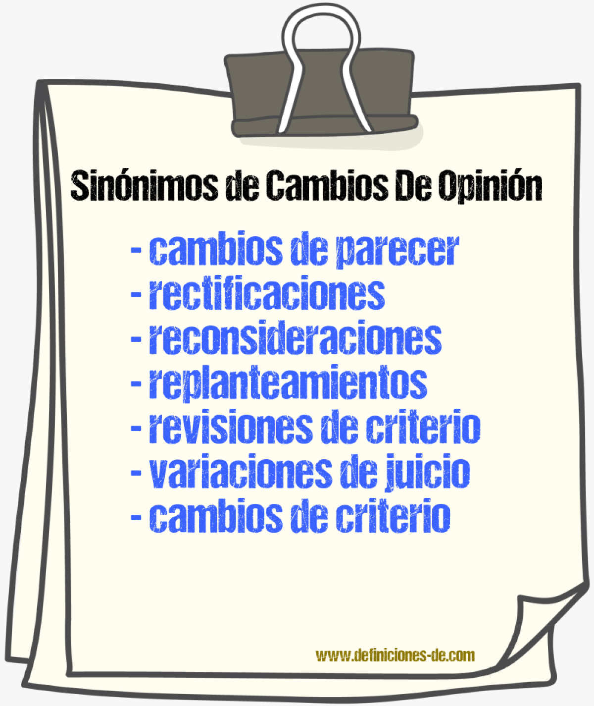 Sinónimos de cambios de opinión