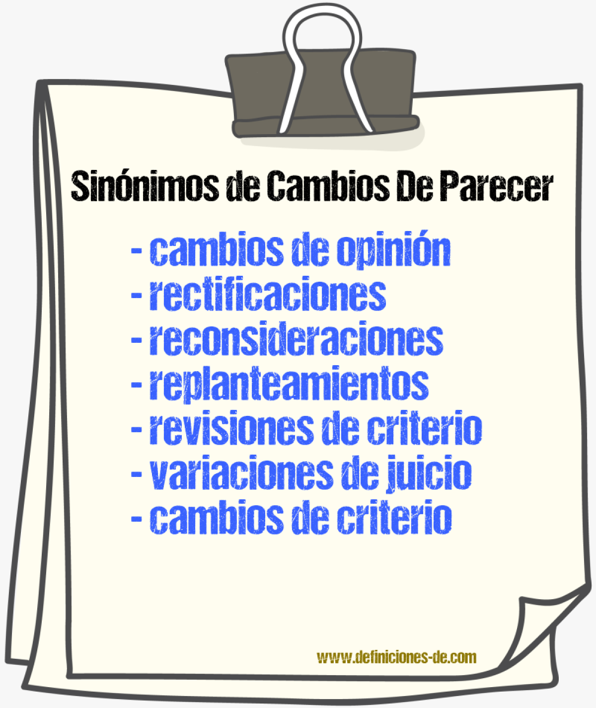 Sinónimos de cambios de parecer