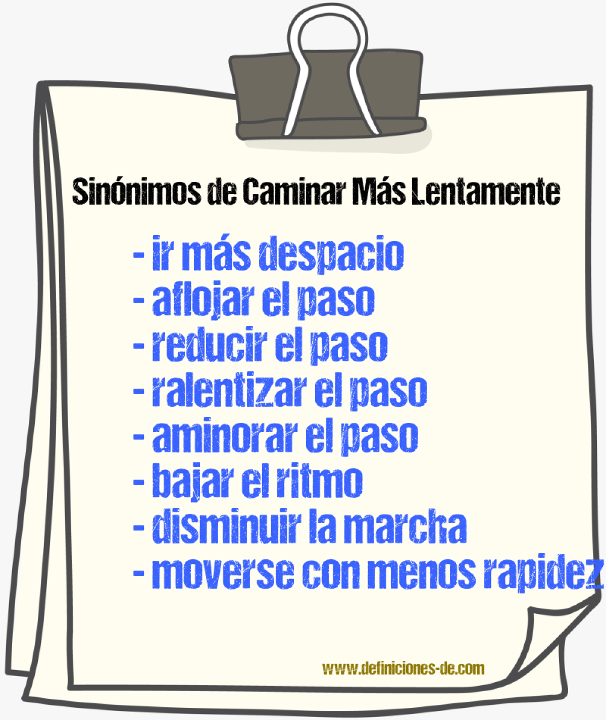 Sinónimos de caminar más lentamente