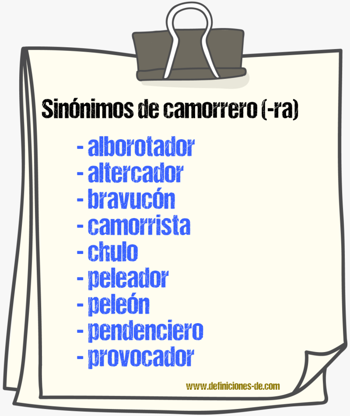 Sinnimos de camorrero