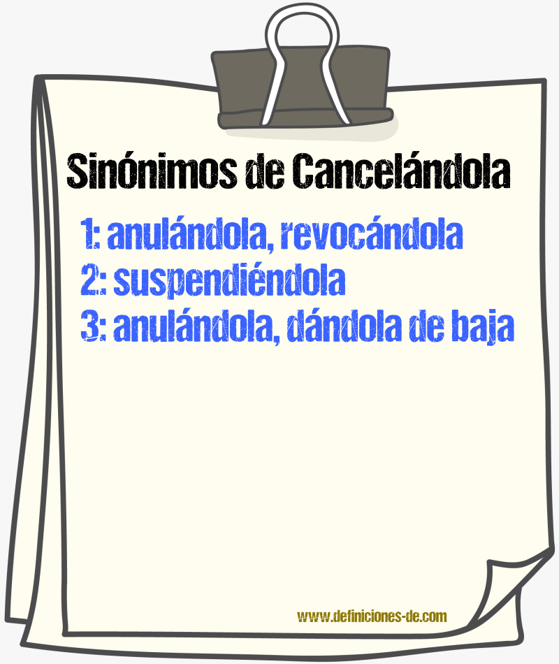 Sinónimos de cancelándola