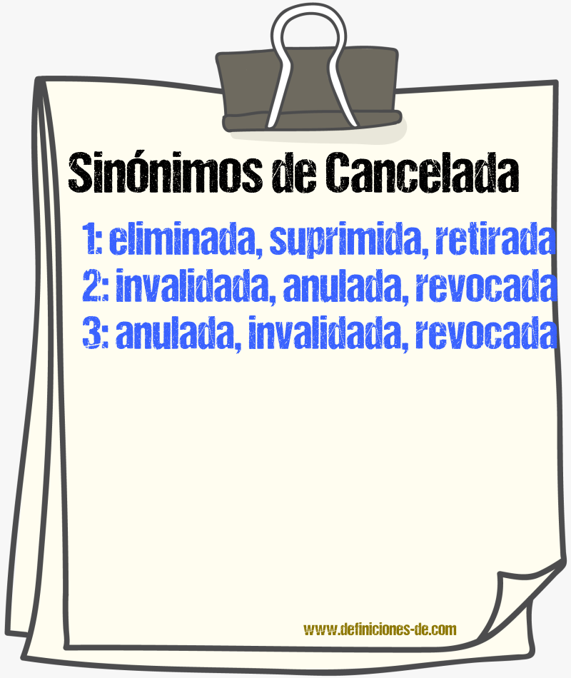 Sinónimos de cancelada