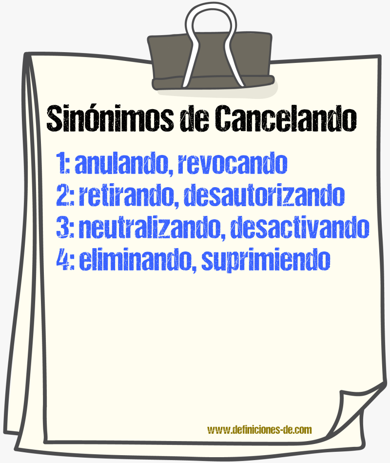 Sinónimos de cancelando