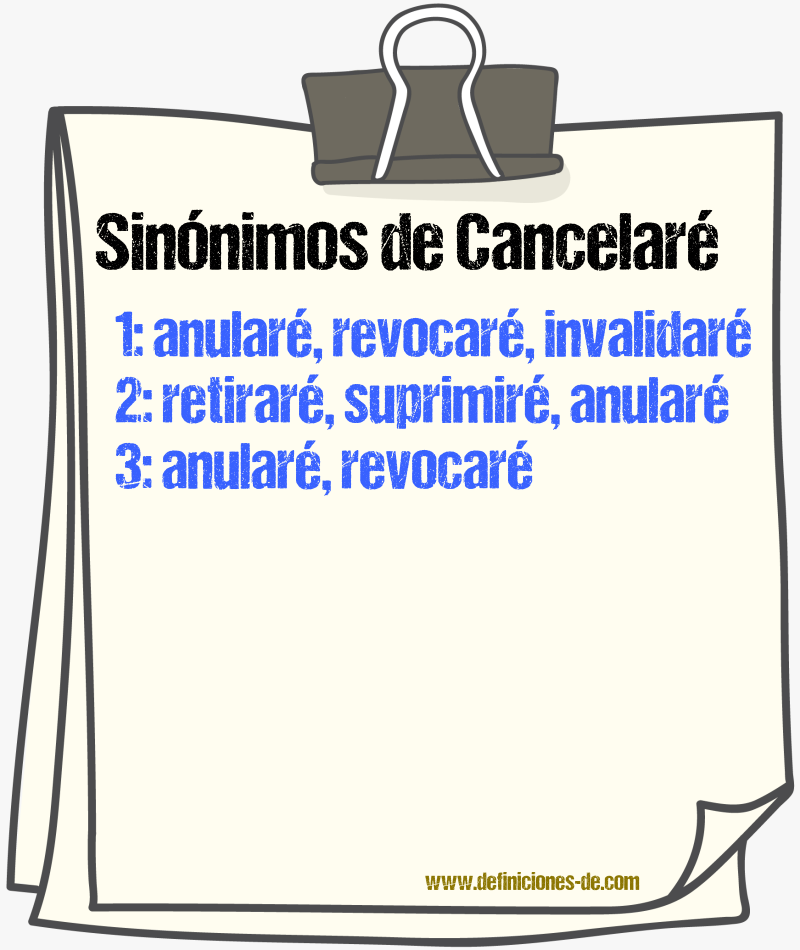 Sinónimos de cancelaré