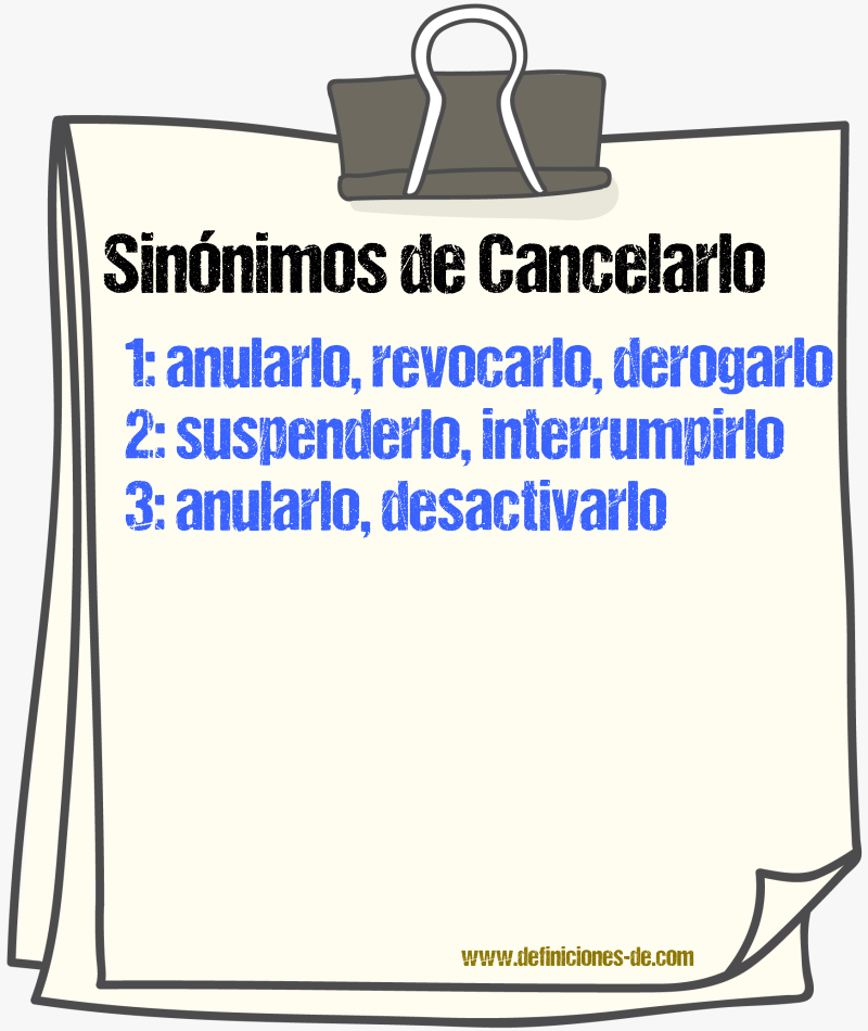 Sinónimos de cancelarlo
