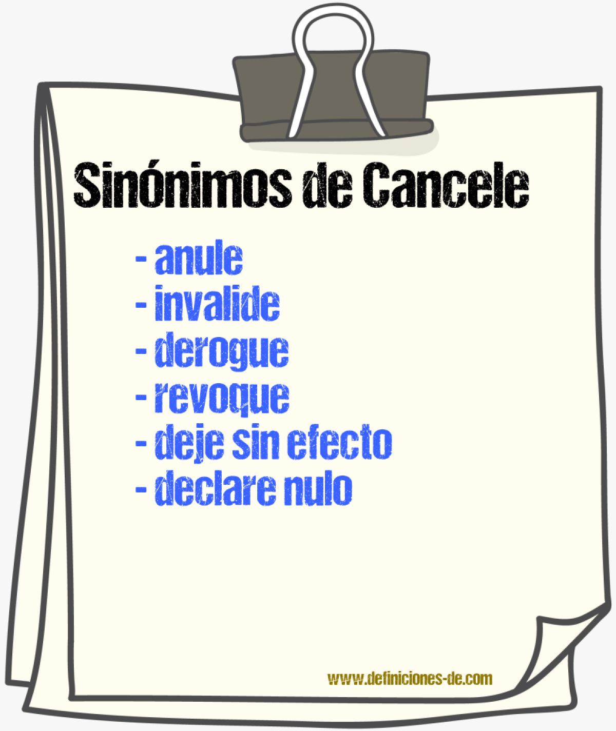 Sinónimos de cancele