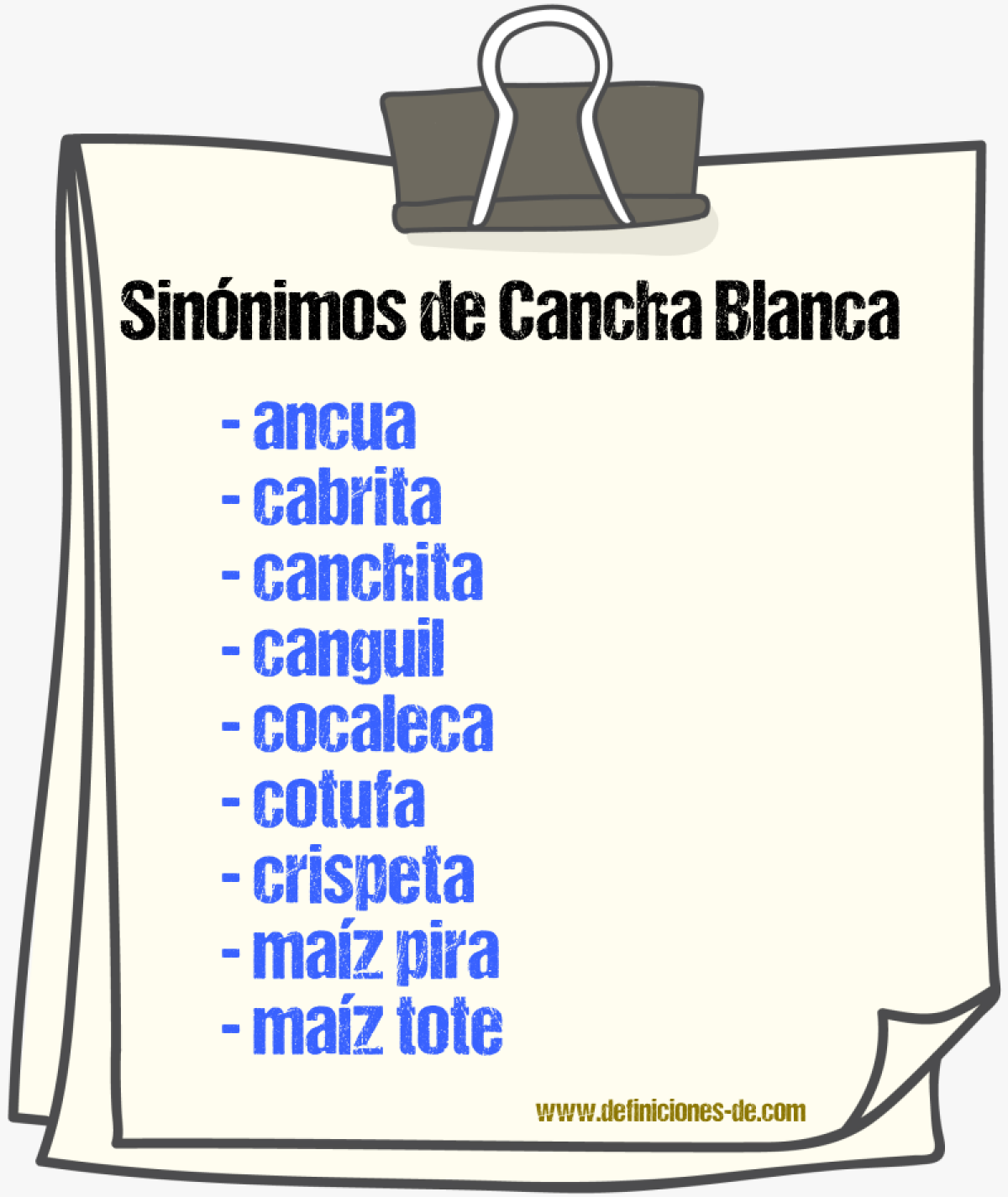 Sinnimos de cancha blanca