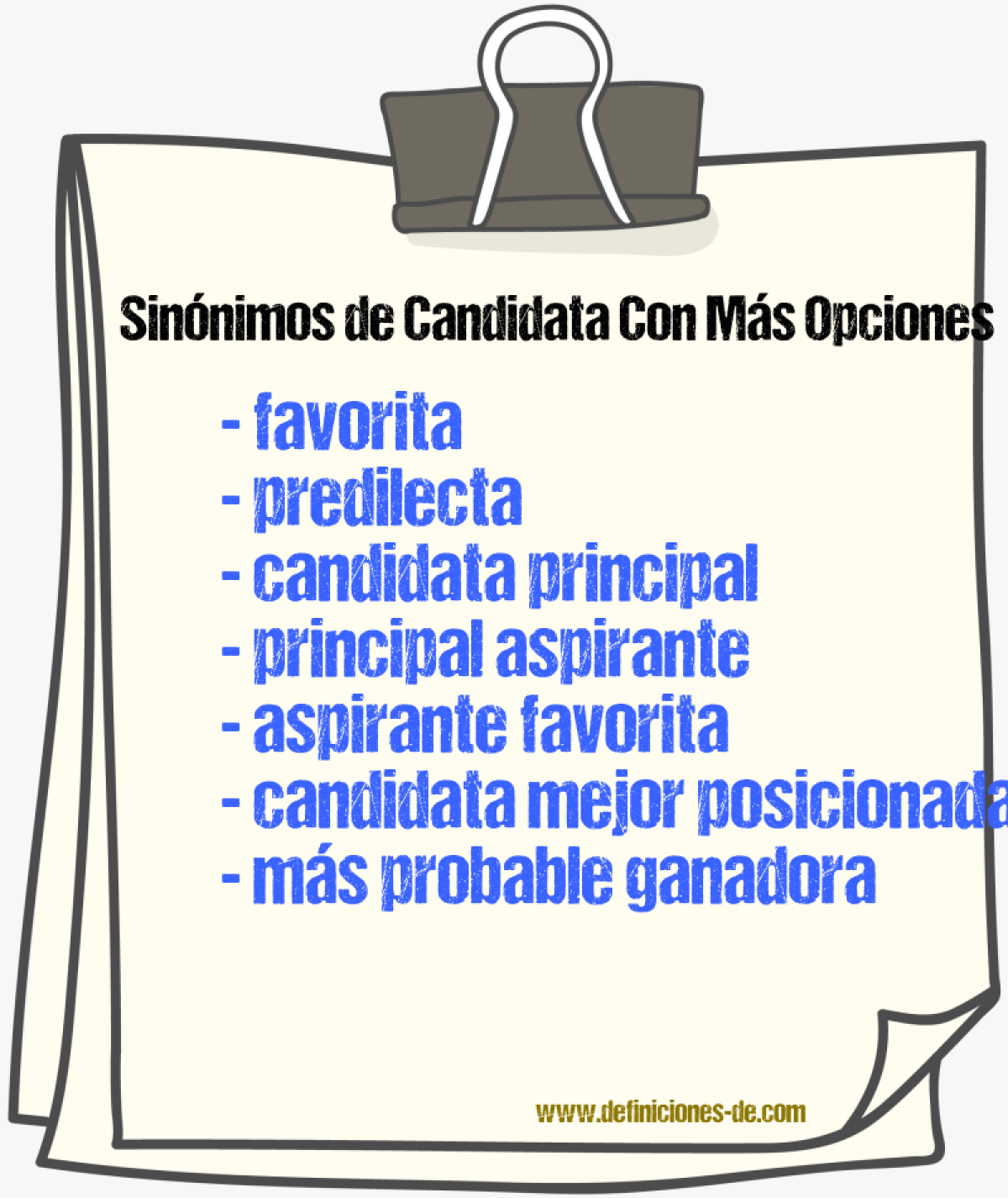 Sinónimos de candidata con más opciones