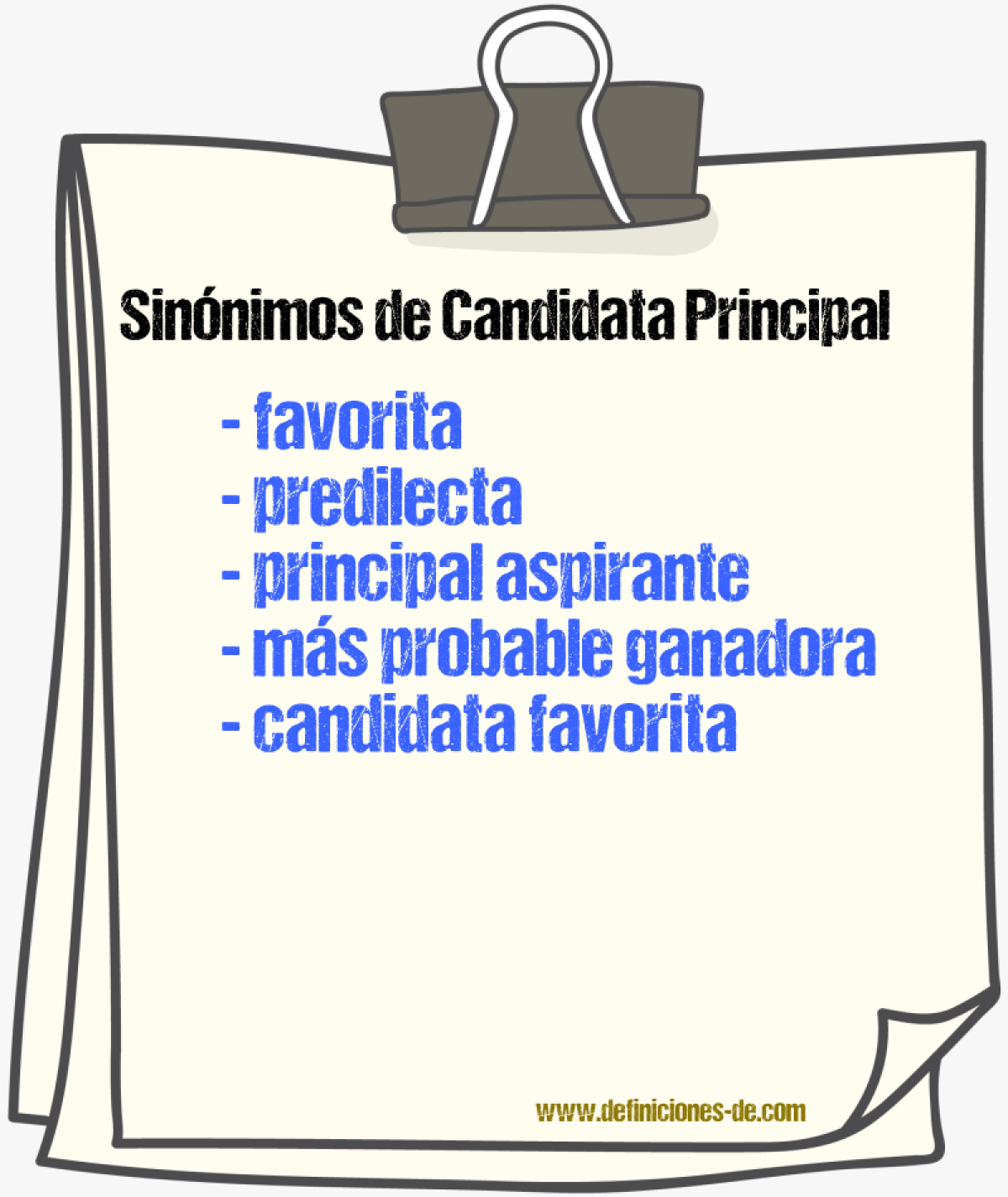 Sinónimos de candidata principal