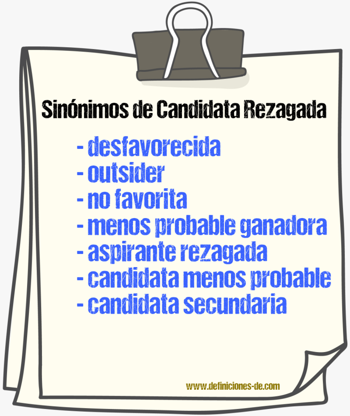 Sinónimos de candidata rezagada