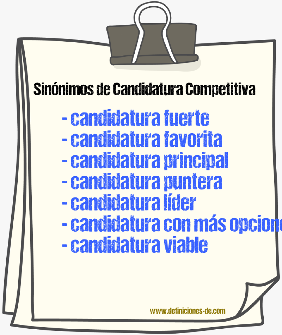 Sinónimos de candidatura competitiva