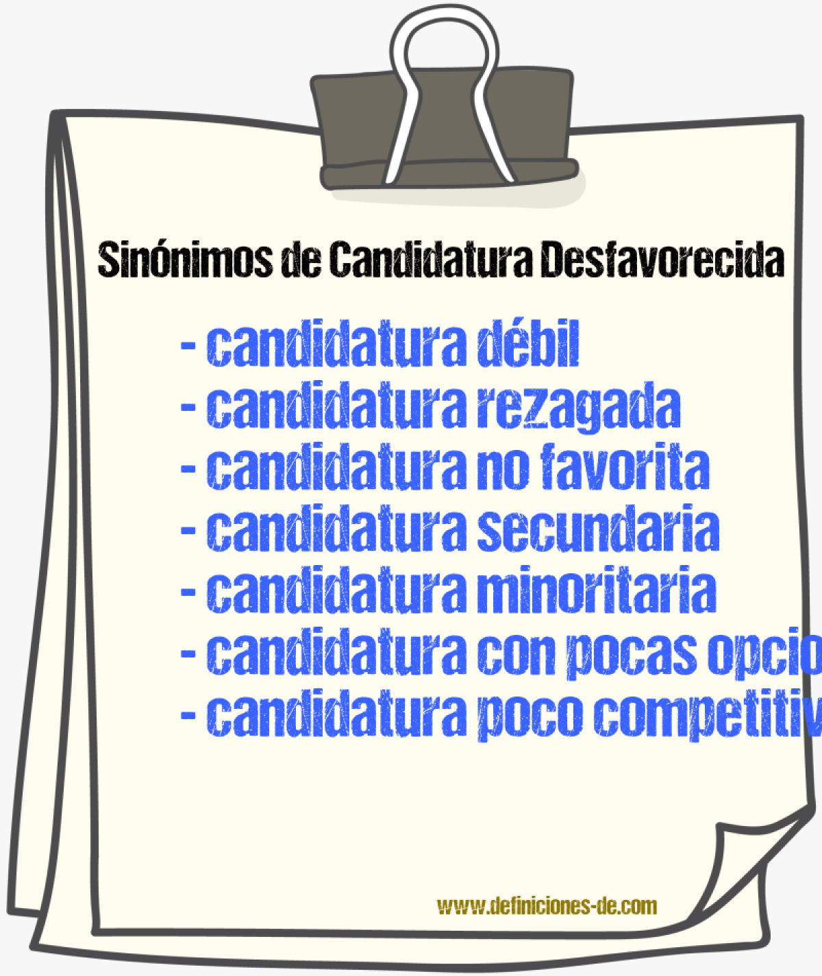 Sinónimos de candidatura desfavorecida
