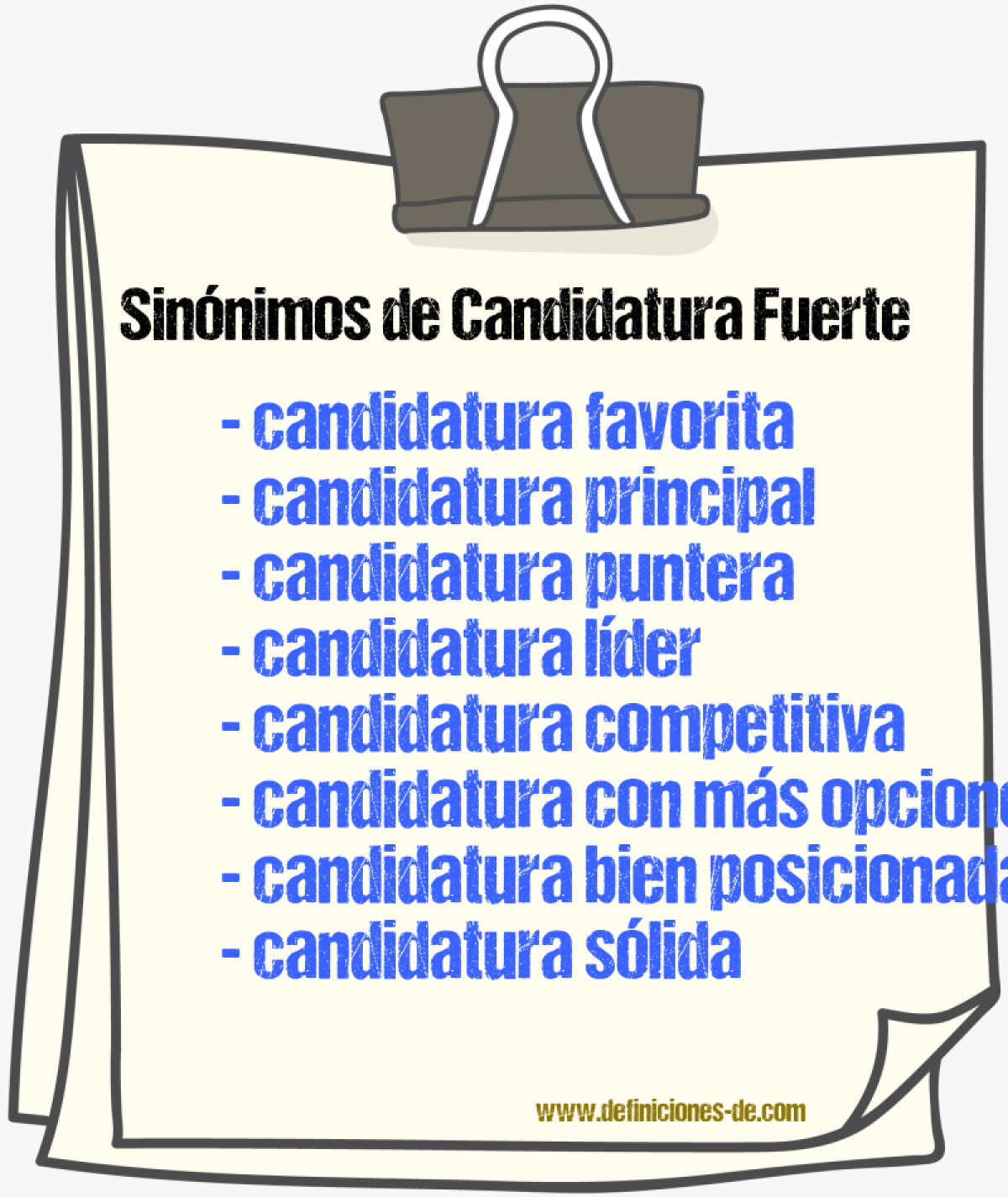Sinónimos de candidatura fuerte