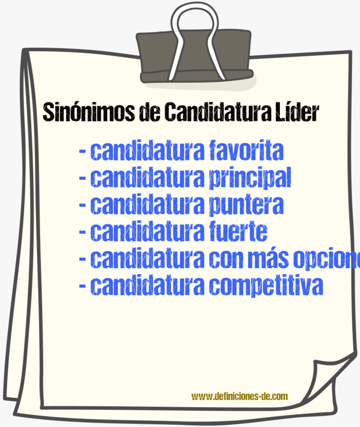 Sinónimos de candidatura líder