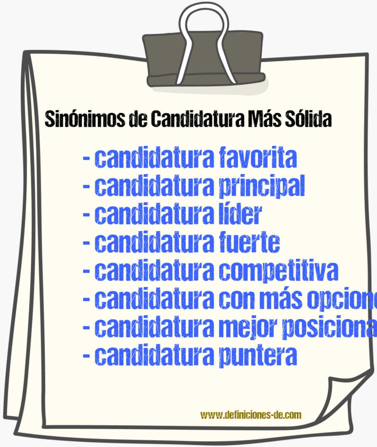 Sinónimos de candidatura más sólida