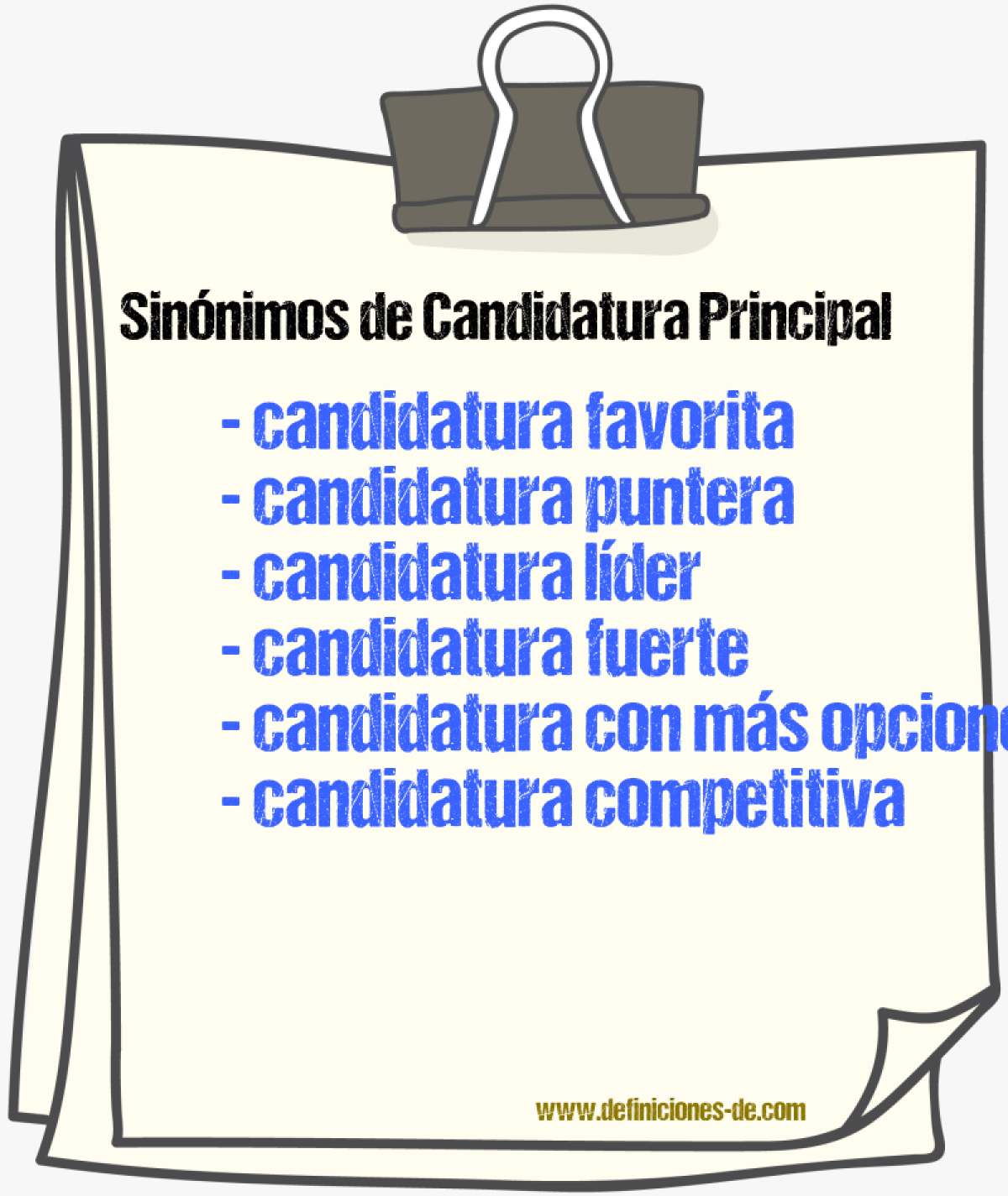 Sinónimos de candidatura principal