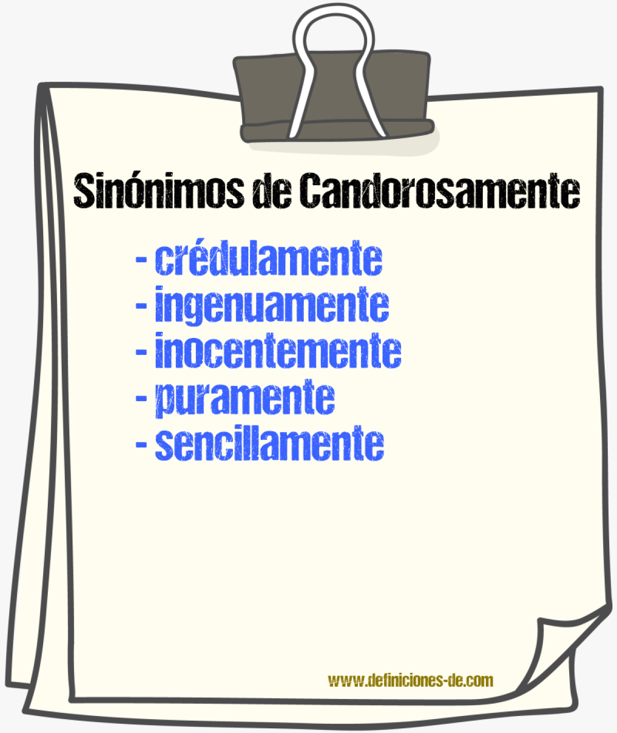 Sinnimos de candorosamente