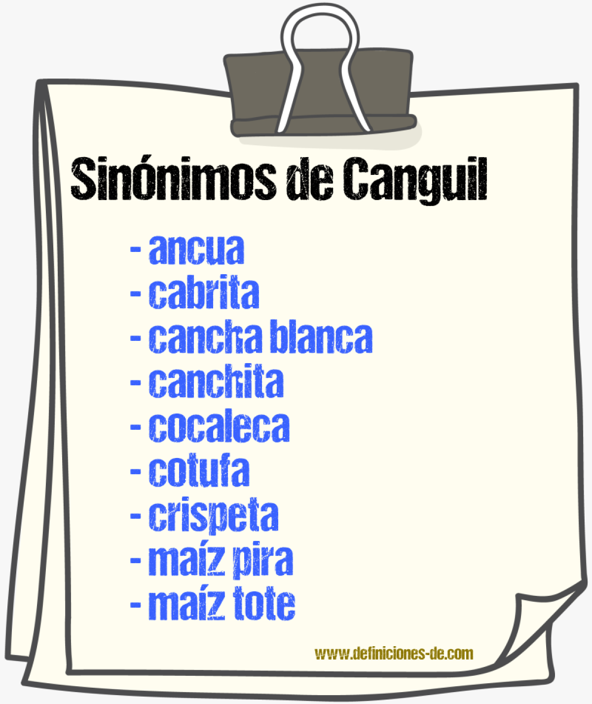 Sinnimos de canguil