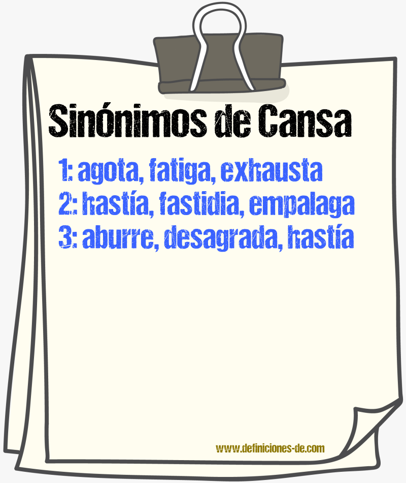 Sinónimos de cansa