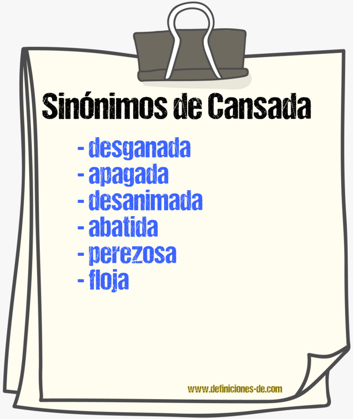Sinónimos de cansada