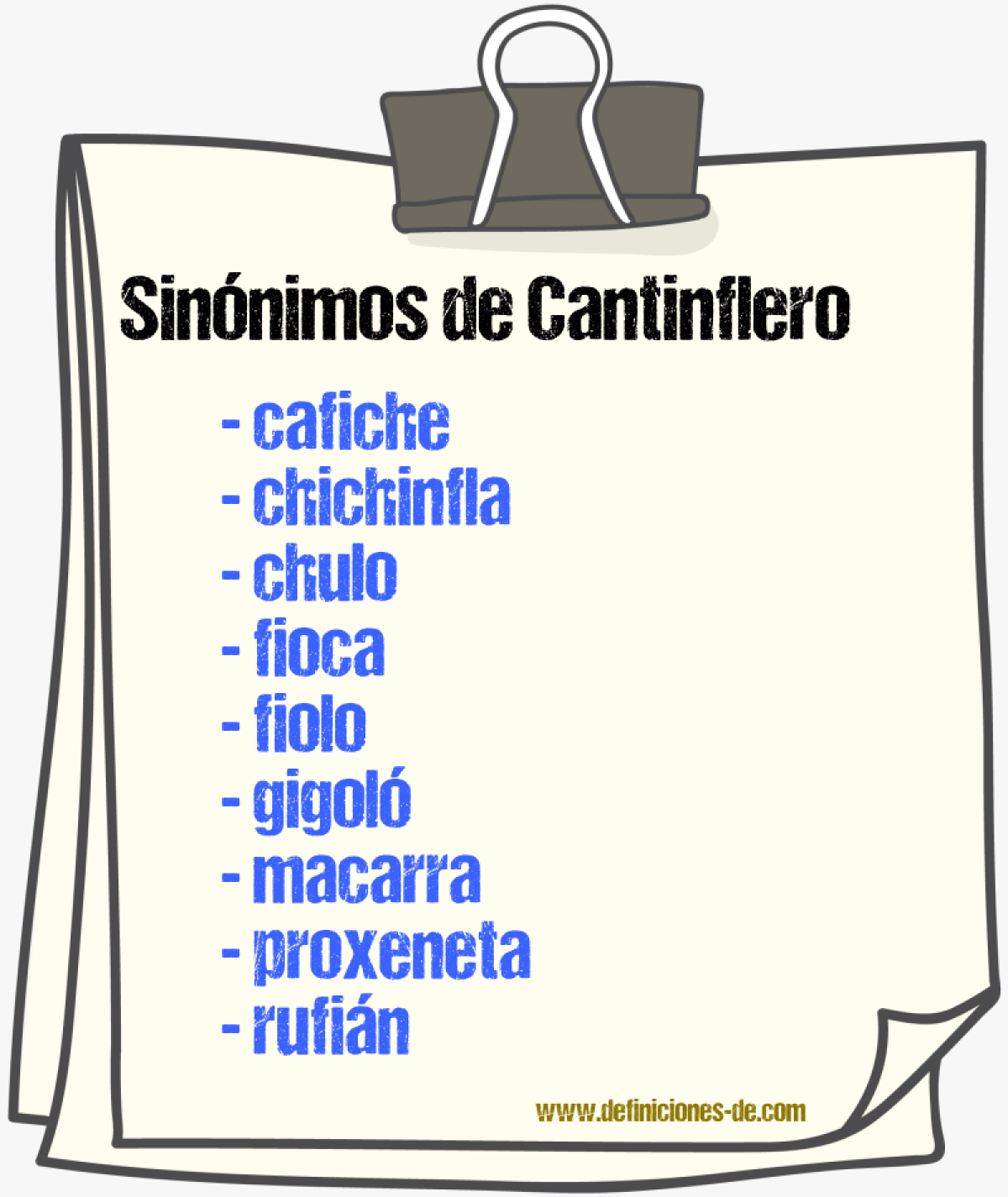 Sinnimos de cantinflero