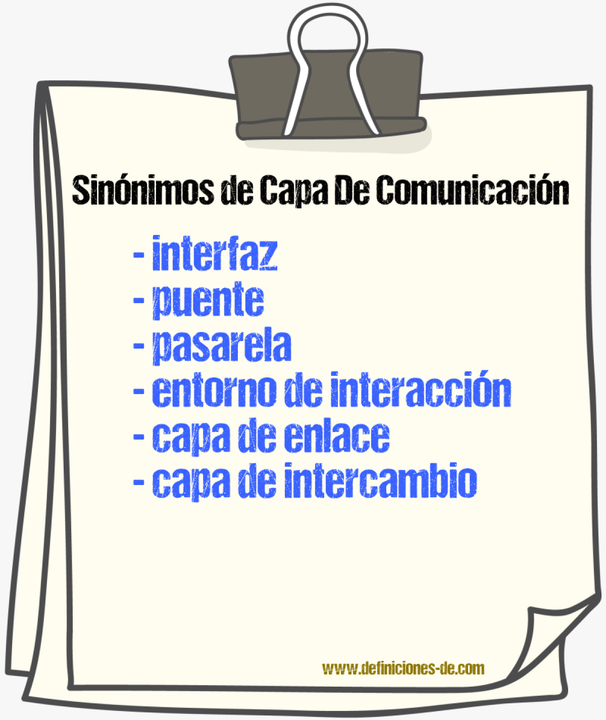 Sinónimos de capa de comunicación
