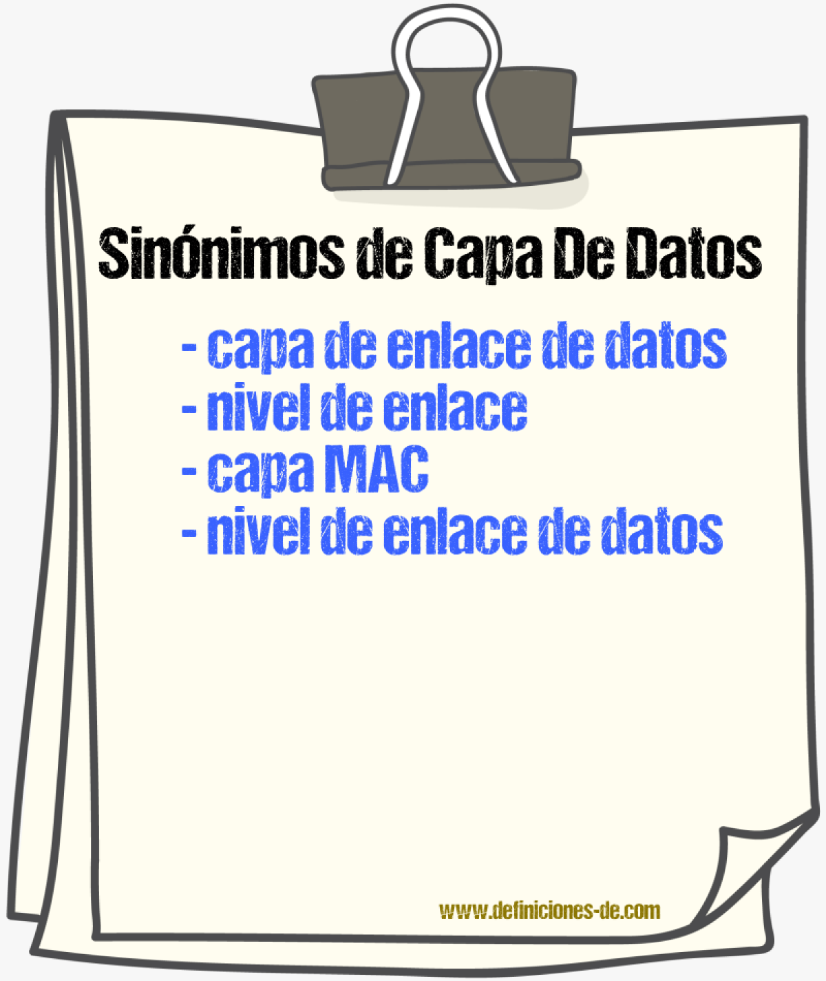Sinónimos de capa de datos