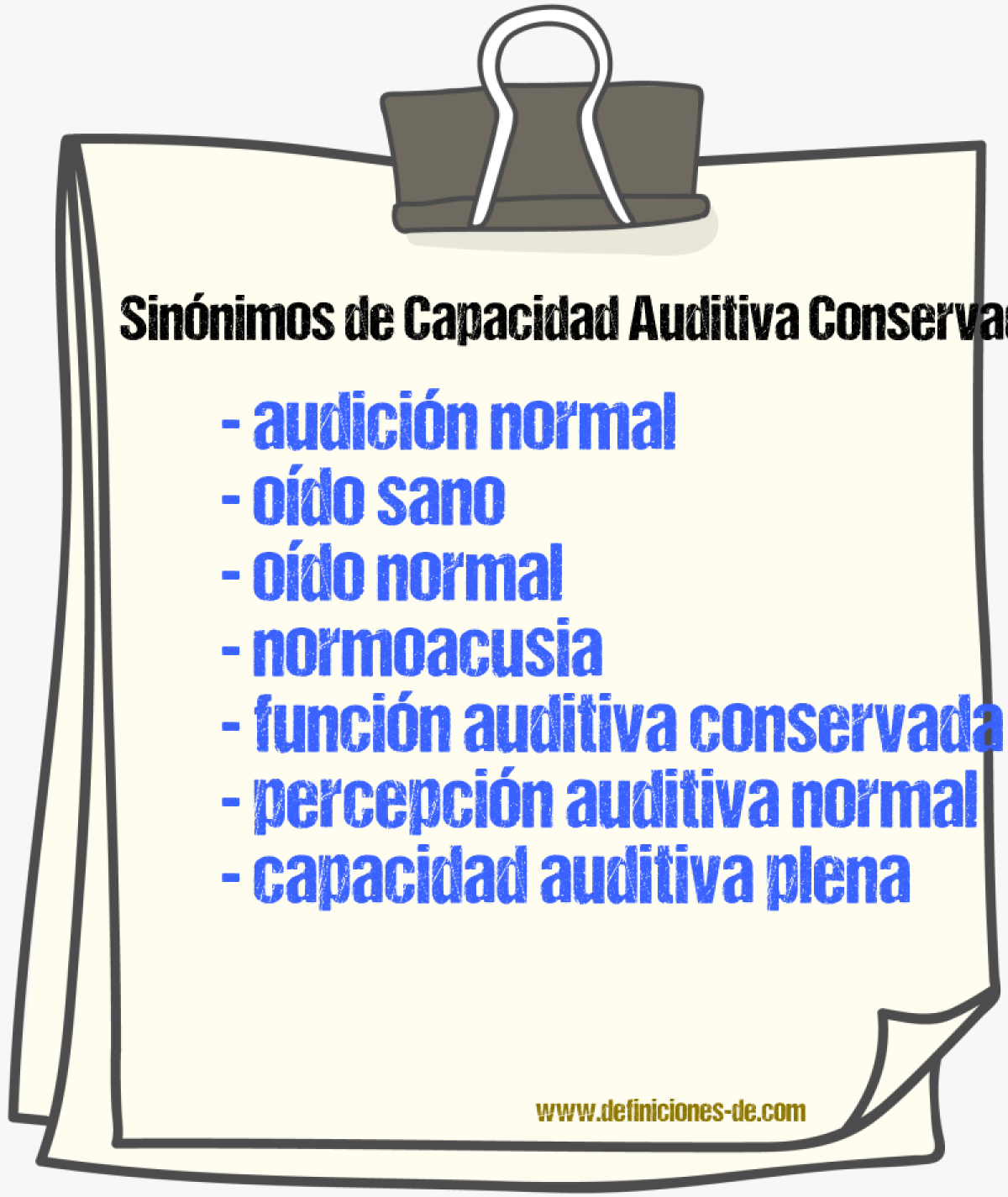 Sinónimos de capacidad auditiva conservada