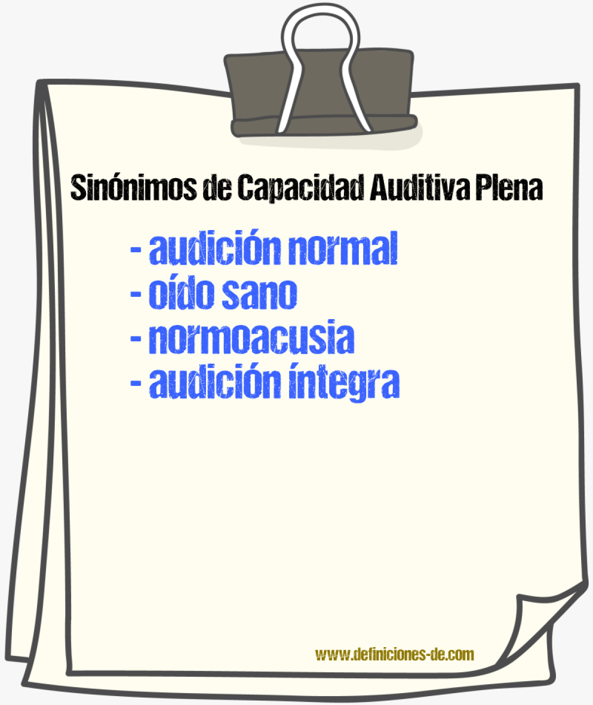 Sinónimos de capacidad auditiva plena
