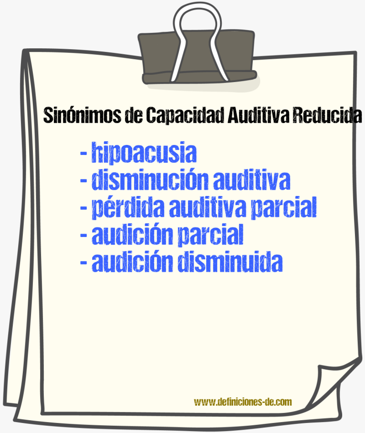 Sinónimos de capacidad auditiva reducida