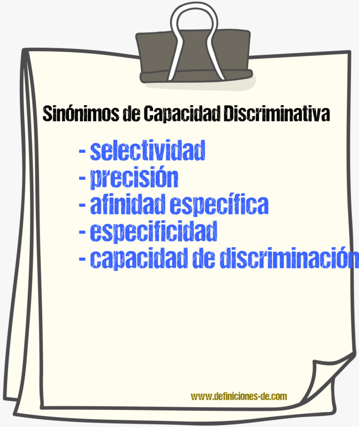 Sinónimos de capacidad discriminativa