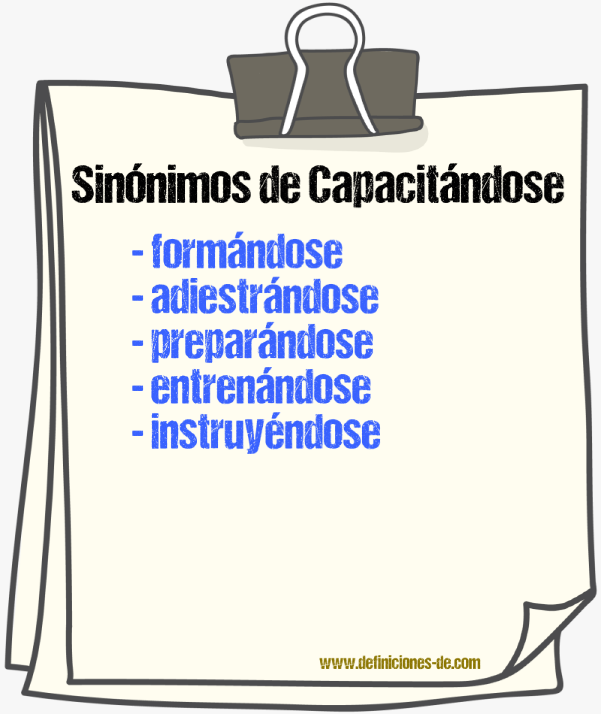 Sinónimos de capacitándose