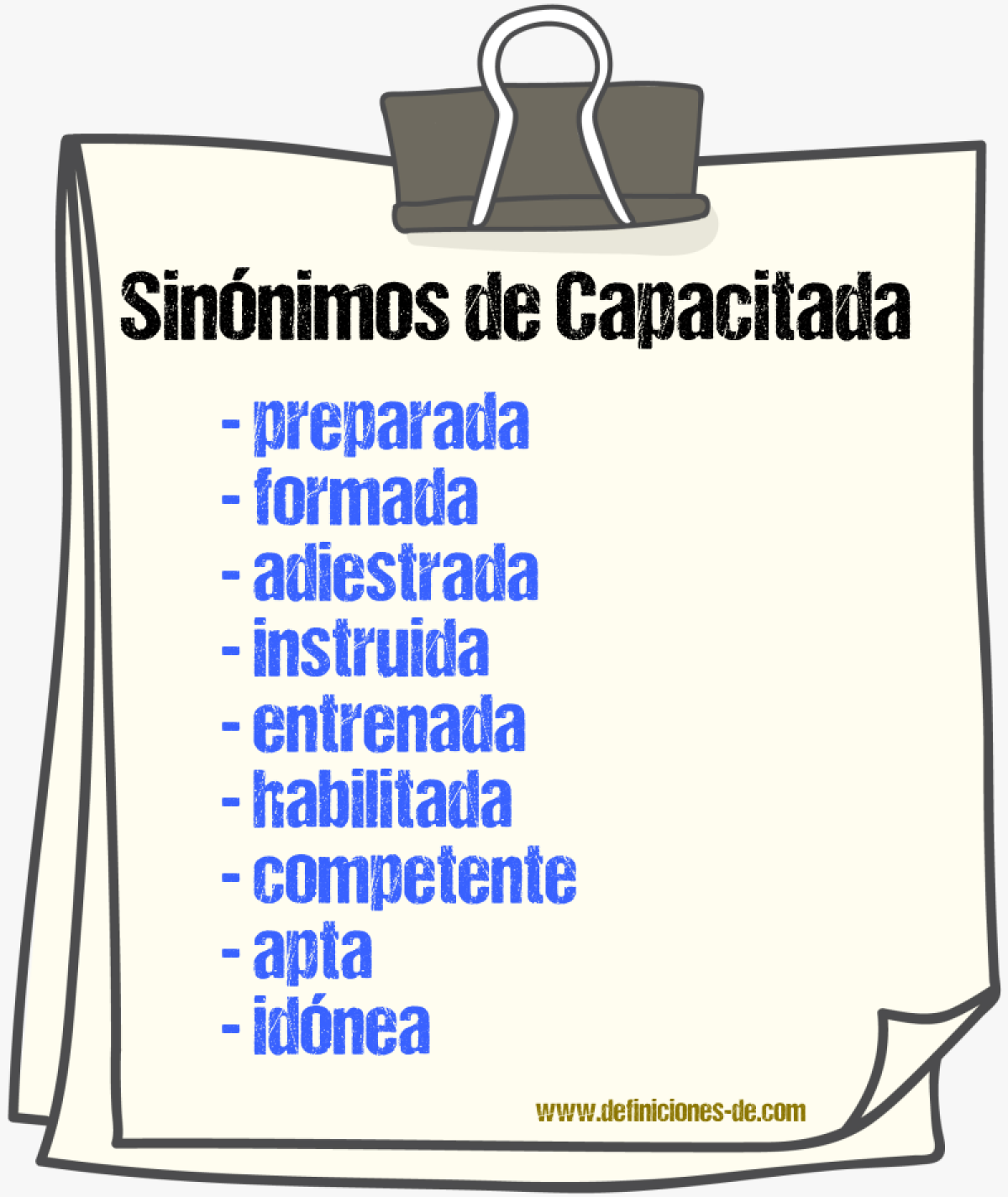 Sinónimos de capacitada