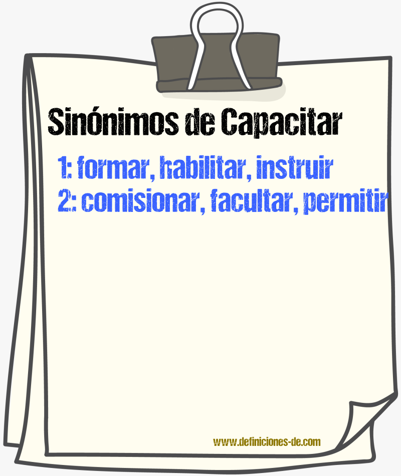 Sinnimos de capacitar