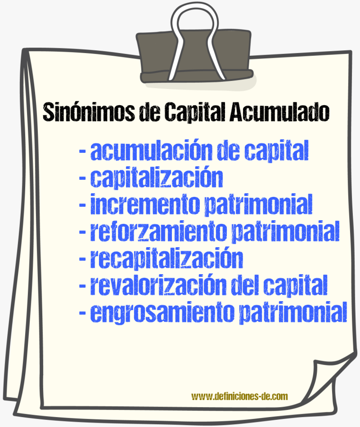 Sinónimos de capital acumulado