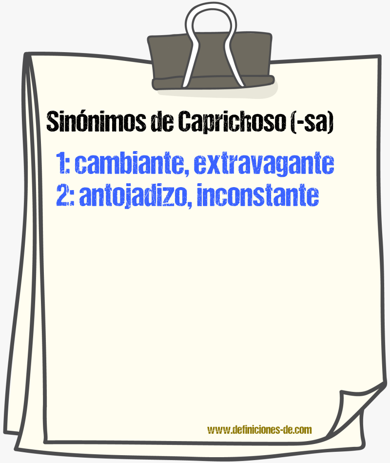 Sinnimos de caprichoso