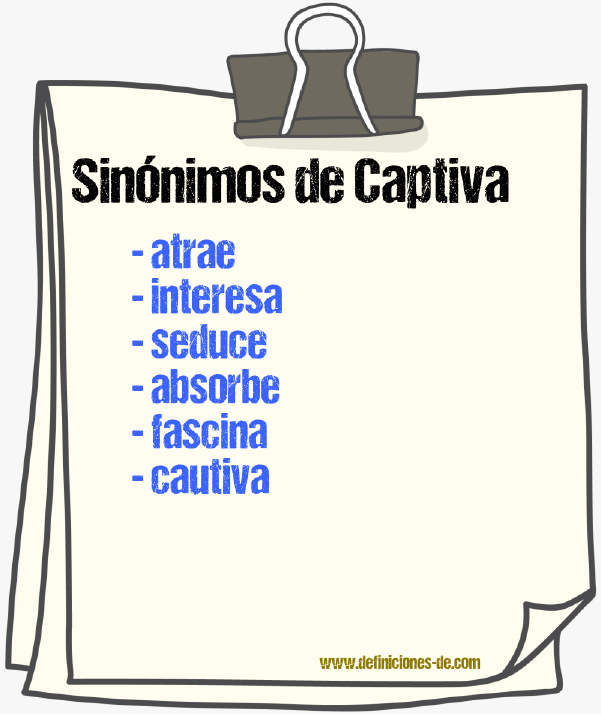 Sinónimos de captiva