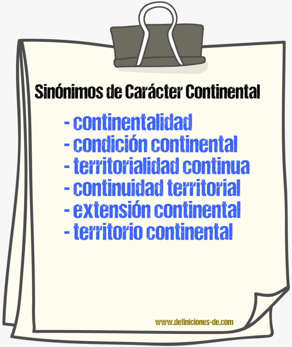 Sinónimos de carácter continental