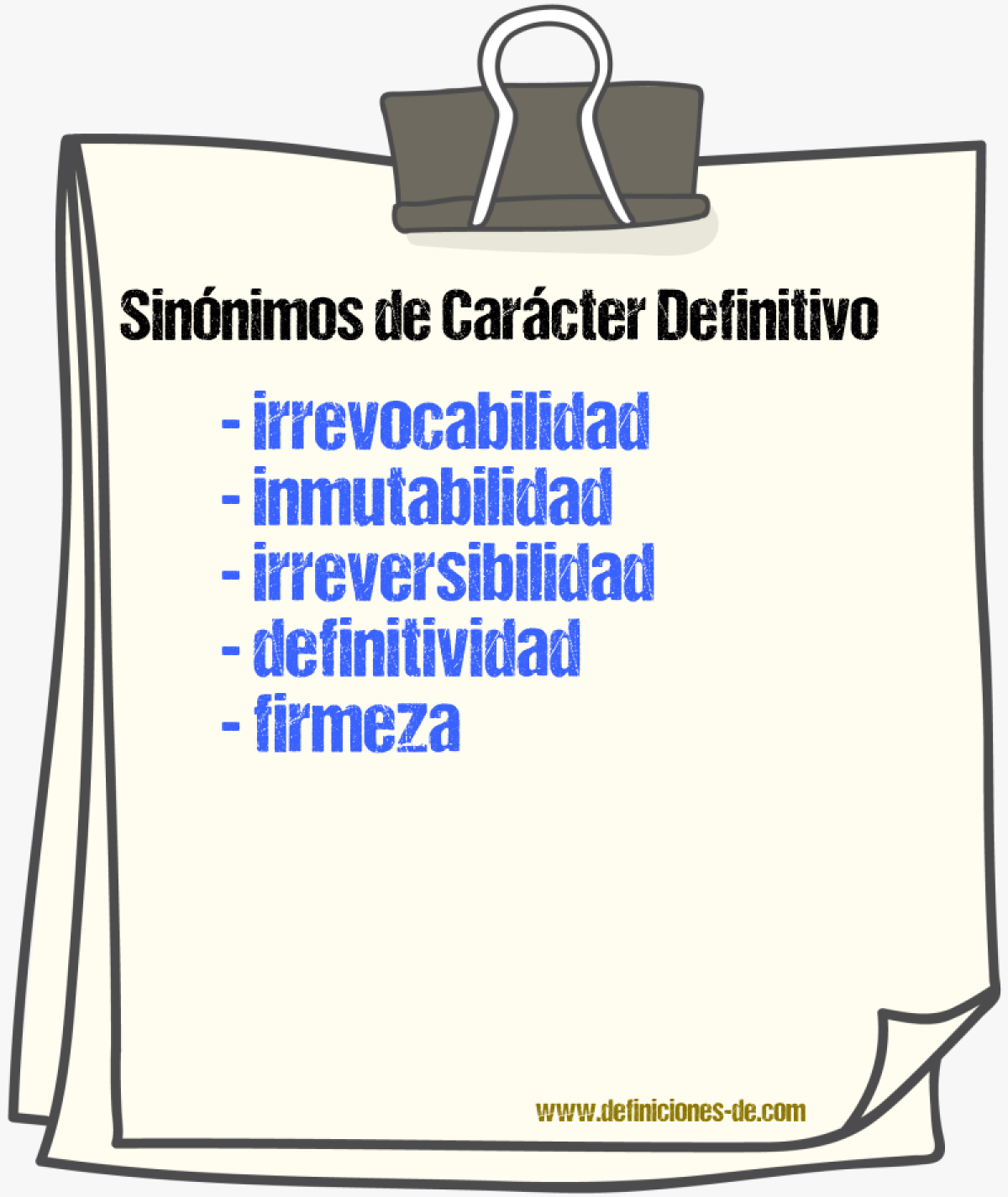 Sinónimos de carácter definitivo