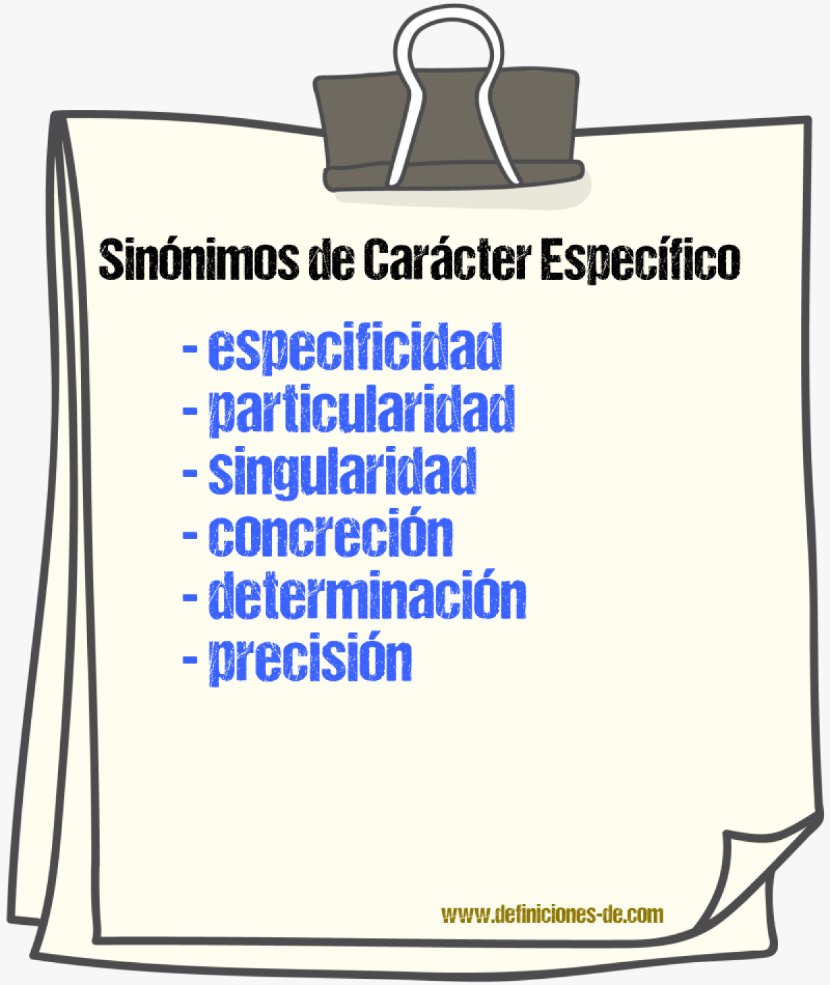 Sinónimos de carácter específico